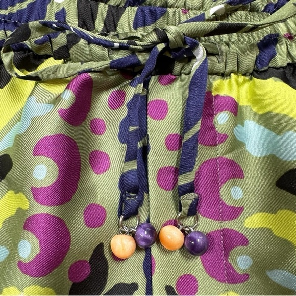 Zara Satin Effect Printed Shorts Size Medium New Green Floral Pattern - Picture 3 of 11